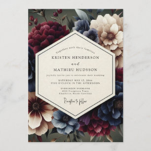 Convite Casamento Florido Merlot Rembrandt