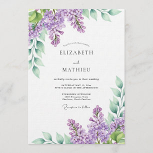 Convite Casamento Florido Pintado de Lavanda