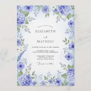 Convite Casamento Florido Pintado de Periwinkle