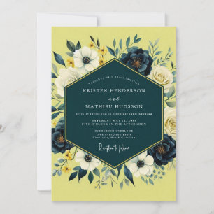 Convite Casamento Florido Pintura em Chartreuse