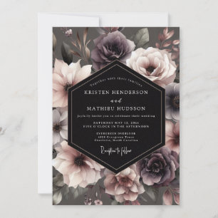 Convite Casamento Florido Slate Roxo Temperamental