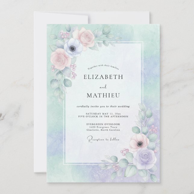 Convite Casamento Florido Sonho Lavanda (Frente)