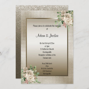 CONVITE CASAMENTO FLORORAL EUCALIPTO DO BRONZO METÁLICO EM