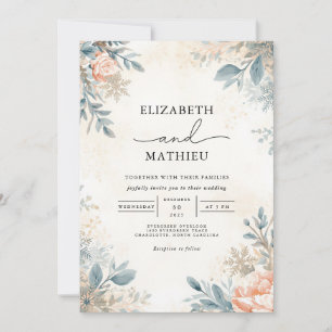 Convite Casamento Flourado de Pastel Floral Eetal