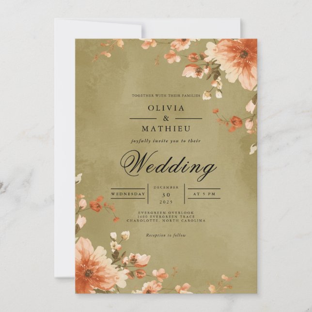 Convite Casamento Flourish Amber Blossom (Frente)