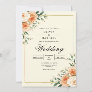 Convite Casamento Flourish do Cantinho de Apricot Bloom