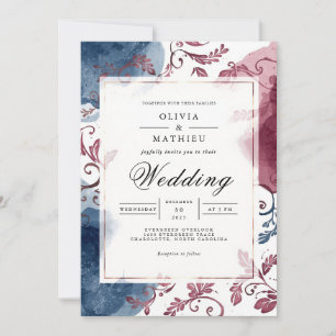 Convite Casamento Flourish Indigo Berry Floral