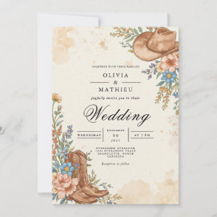 Convite Casamento Flourish Rustic Western Bloom