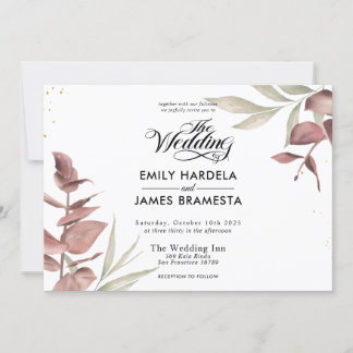 Convite Casamento Fluoral Eucalyptus Watercolor Budget