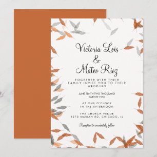 Convite Casamento Flutuante de Folhas Caindo Rústicas Verd