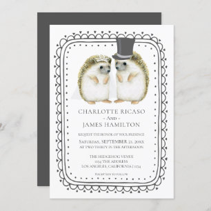 Convite Casamento Fofo Casal Hedgehog Personalizado