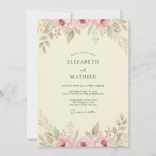 Convite Casamento Folha Creme Mauve