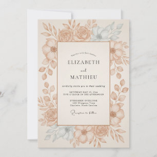 Convite Casamento Folha de Cobre Champagne