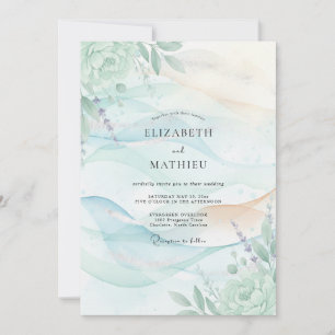 Convite Casamento Folha de Hortelã Aqua Tinta