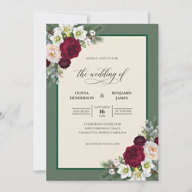 Convite Casamento Folha de Marfim Marrom (Frente)