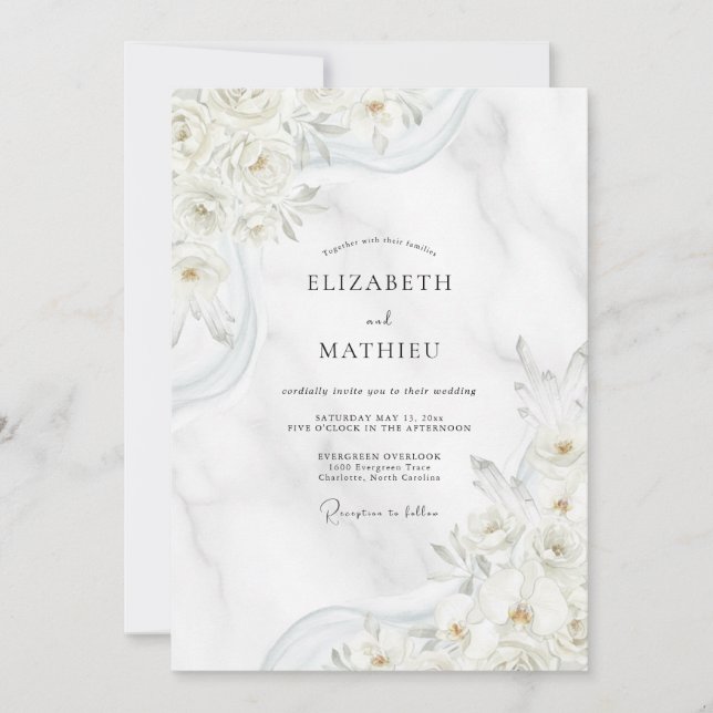 Convite Casamento Folha de Ouro Branco (Frente)