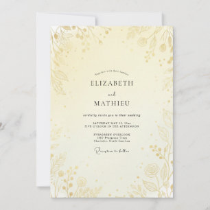 Convite Casamento Folha de Ouro Manteiga