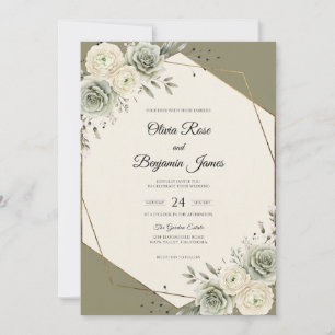 Convite Casamento Folha de Sage Creme