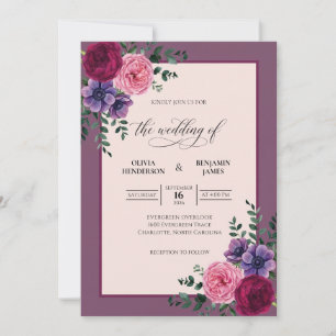 Convite Casamento Folha Magenta Âmexia