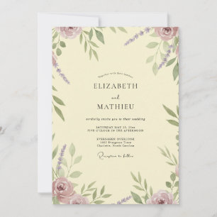 Convite Casamento Folha Mauve Manteiga