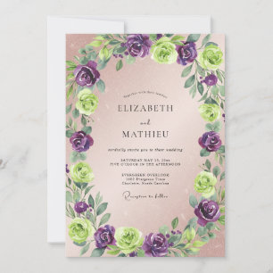 Convite Casamento Folha Verde-Amarelo Violeta