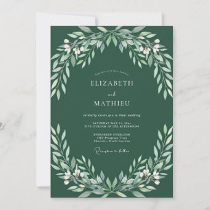 Convite Casamento Folha Verde Esmeralda Profunda