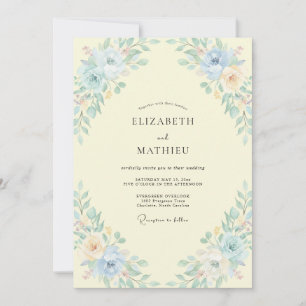 Convite Casamento Folhado Aquático com Toques de Manteiga