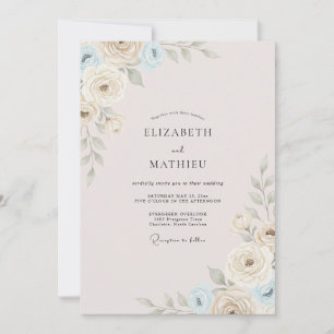 Convite Casamento Folhado Azure Champanhe Dourado