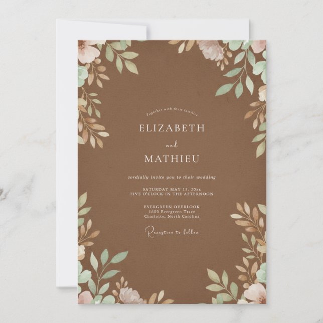 Convite Casamento Folhado de Castanho (Frente)