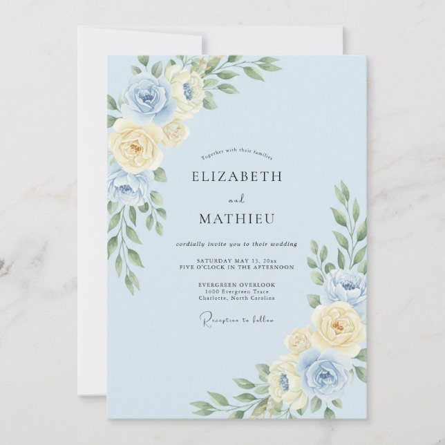 Convite Casamento Folhado de Champanhe e Vinca (Frente)