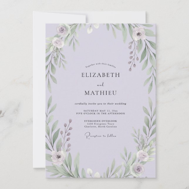 Convite Casamento Folhado de Lavanda (Frente)
