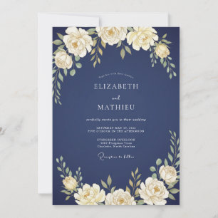 Convite Casamento Folhado de Marfim Antigo Meia-Noite