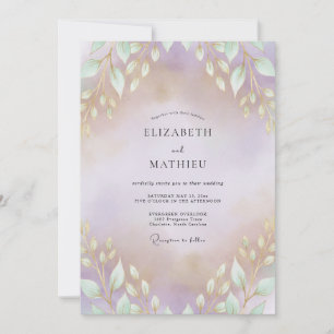 Convite Casamento Folhado de Ouro e Ametista