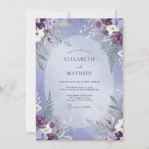Convite Casamento Folhado de Plumagem Violeta