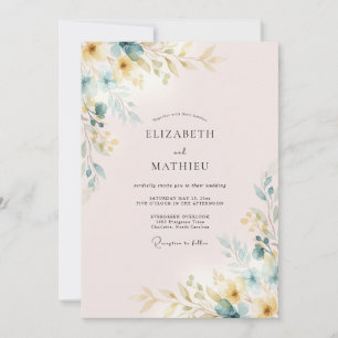 Convite Casamento Folhado em Dourado Rosa