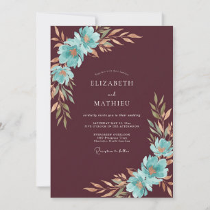 Convite Casamento Folhado Marinho Aqua