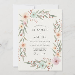 Convite Casamento Folhagem Aqua Pêssego