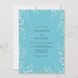 Convite Casamento Folhagem Azul Céu