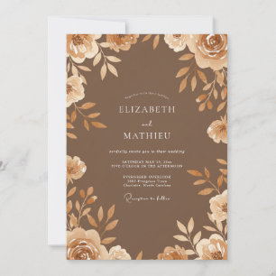 Convite Casamento Folhagem Bronze Mel