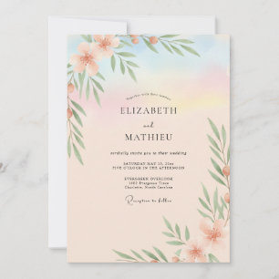 Convite Casamento Folhagem Céu Dourado
