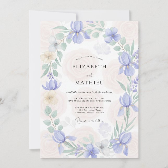 Convite Casamento Folhagem com Hortelã e Vinca (Frente)