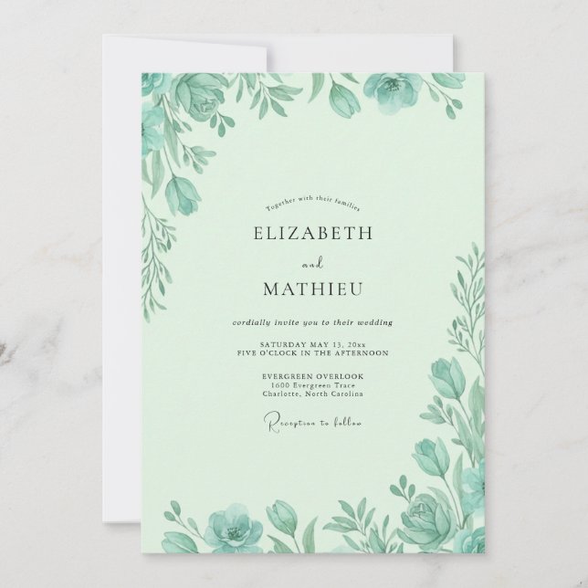 Convite Casamento Folhagem de Hortelã (Frente)