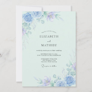 Convite Casamento Folhagem de Hortelã Artesanal Periwinkle