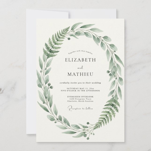 Convite Casamento Folhagem de Oliveira (Frente)