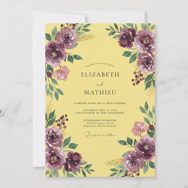 Convite Casamento Folhagem de Plumagem de Milho (Frente)