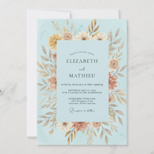 Convite Casamento Folhagem Dourada Champanhe