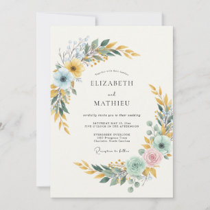 Convite Casamento Folhagem Dourada Gelada