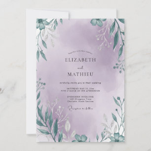 Convite Casamento Folhagem Lilás Espumante