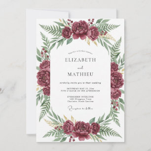 Convite Casamento Folhagem Peônia Fruta