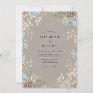 Convite Casamento Folhagem Prateada Pérola Taupe